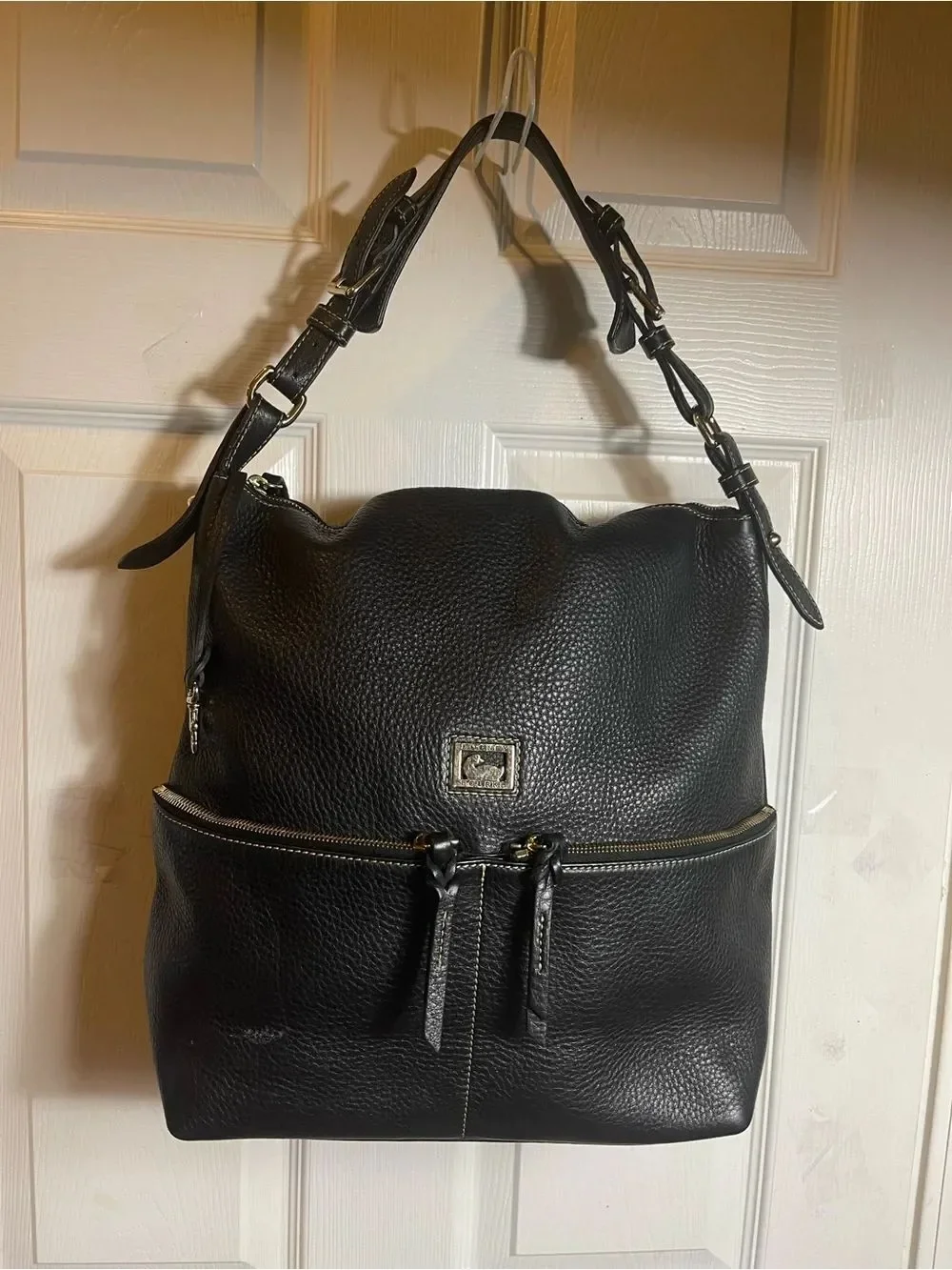 Dooney & Bourke Black Pebble Leather Hobo bag,gold tone hardwares